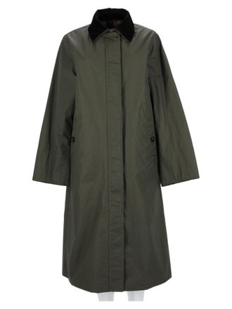 Woolrich Green Straight-Cut Long Wool-Blend Jacket