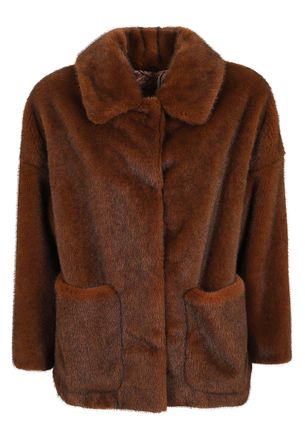 Herno Cropped Faux Fur Jacket With Classic Shirt Collar