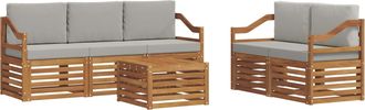 vidaXL Conjunto De Sof&aacute;s De Exterior 6 Uds. Natural Y Gris Claro Vidaxl