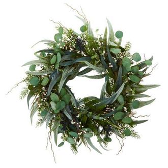Nearly Natural 24-in Eucalyptus and Mixed Greens Artificial Wreath at Nordstrom