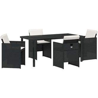 vidaXL Conjunto De Comedor De Jard&iacute;n Con Coj&iacute;n 5 Pcs Negro Polirat&aacute;n Vidaxl