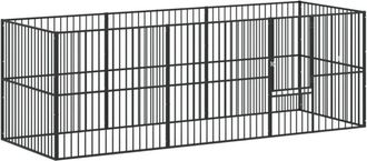 vidaXL Corralito Para Perros Con 8 Paneles Acero Galvanizado Negro Vidaxl