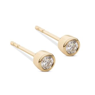 MAX + STONE 14k Solid Gold Lab Grown Diamond Bezel Stud Earrings
