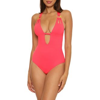BECCA by Rebecca Virtue O-Ring One-Piece Swimsuit in Grapefruit at Nordstrom, Size Small