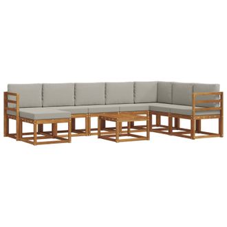 vidaXL Conjunto De Sof&aacute;s De Exterior 9 Pcs Gris Natural Y Claro Vidaxl