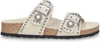 Elena Iachi Ergonomische sandalen met studs - Dames - Sandalen - Wit - 38 EU - Leer - Schoenen
