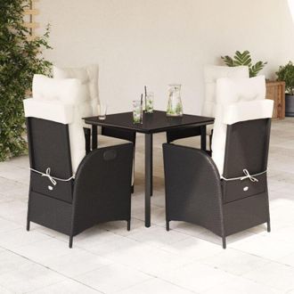 vidaXL Set De Muebles Jard&iacute;n 5 Pzas Con Cojines Rat&aacute;n Sint&eacute;tico Negro Vidaxl