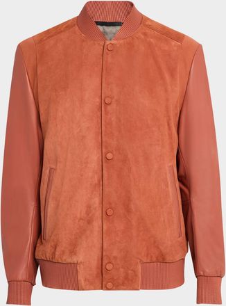 HUGO BOSS Mens Micks Suede and Leather Bomber Jacket