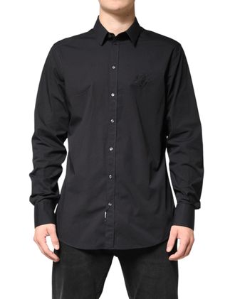 Dolce & Gabbana Black GOLD Cotton Men Dress Formal Mens Shirt
