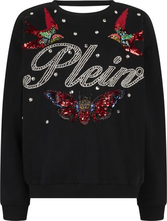 Philipp Plein Open Back Sweatshirt Tattoo Strass