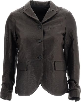 Bergfabel Brown Leather Tyrol Drop-Shoulder Jacket