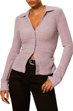 Sanctuary Juno Textured Button-Up Top in Purple Haze at Nordstrom, Size X-Small