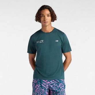 New Balance Mens London Edition RC Essential T-Shirt in Green Polyester, size 2X-Large