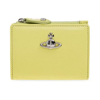 Vivienne Westwood Accessoires, Dames, Groen, ONE Size, Leer, Leren Portemonnee Met Logo