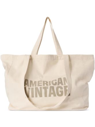 American Vintage Lycaz shopper met logoprint - Beige