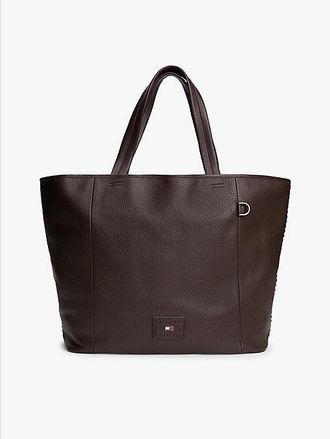 Tommy Hilfiger Logo Patch Leather Tote Bag