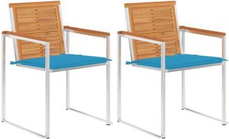 vidaXL Vidaxl - Sillas De Jard&iacute;n Con Cojines 2 Uds Madera Maciza Acacia Y Acero