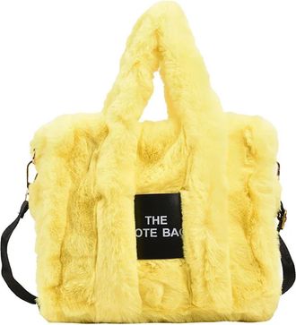 Generic Womens Plush Bags Casual Fur Tote Bag For Women Handbag Autumn Winter Plush Messenger Shopper Female(Yellow)