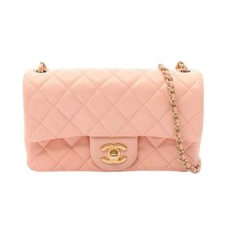 Chanel Pre-owned Mini Matelasse Lamslederen Schoudertas - Dames - Pre-owned - Roze - Maat: ONE Size Leer