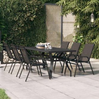 vidaXL Vidaxl - Tavolo da Giardino Nero 180x80x70 cm in Acciaio e Vetro
