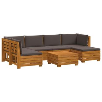 vidaXL Conjunto De Sof&aacute;s De Exterior Con Coj&iacute;n 7 Pieza Marr&oacute;n Vidaxl