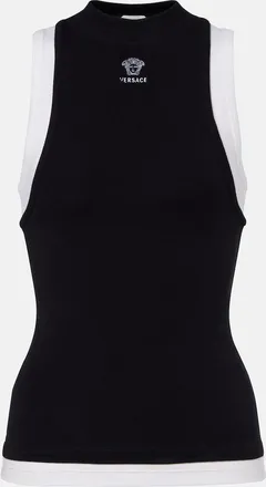 Versace Layered cotton-blend tank top