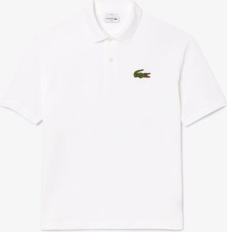 Lacoste Mens Lacoste Loose-Fit L.12.12 Piqué Badge Polo Shirt in White