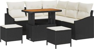 vidaXL Vidaxl - Garden Sofa Set with Cushion 8 pcs Black, Cream 90 x 55 x 71 cm