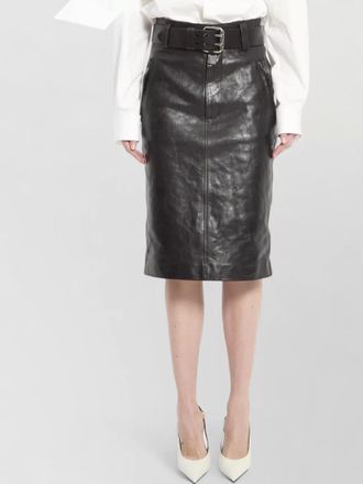 Saint Laurent pencil skirt high waist leather belt