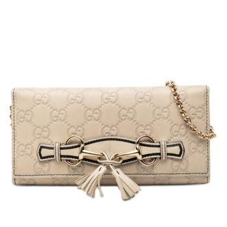 Gucci Beige Leather Chain/Shoulder Wallet (Pre-Owned)