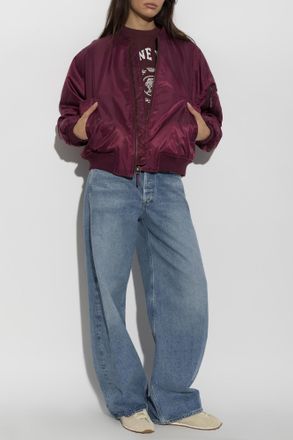 Anine Bing Leon Bomber Jacket, Womens, Burgundy