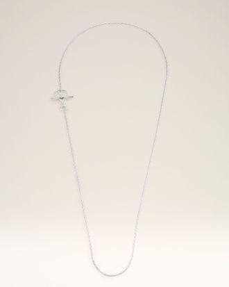 Ami Ami Paris - Silver Brass Chain Necklace with Ami De Coeur Grey - Size: OS - Unisex
