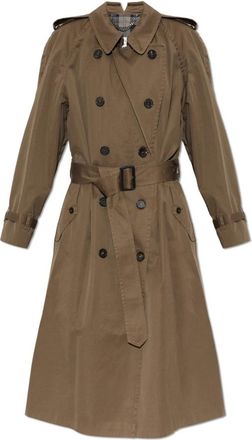 Maison Margiela Geknoopte Trenchcoat - Dames - Trenchcoats - Groen - XS - Katoen - Jassen