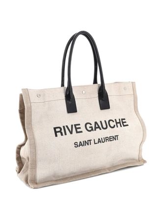Saint Laurent Rive Gauche Shopper Canvas Large tote bag - Neutrals