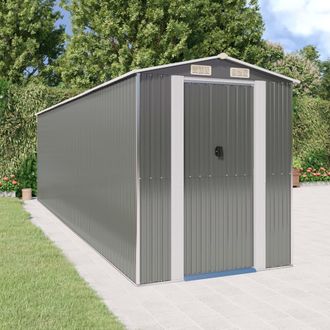 vidaXL Cobertizo De Jard&iacute;n Acero Galvanizado Gris Claro 192x689x223 Cm Vidaxl