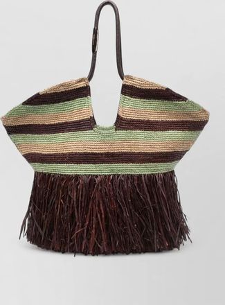 Zimmermann goldentime large fringed striped tote bag