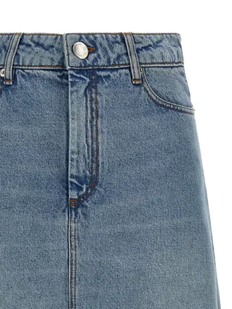 Ami Cotton Denim Trapeze Skirt - Blue