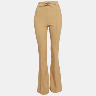 Elisabetta Franchi Beige Crepe Wide Led Trousers