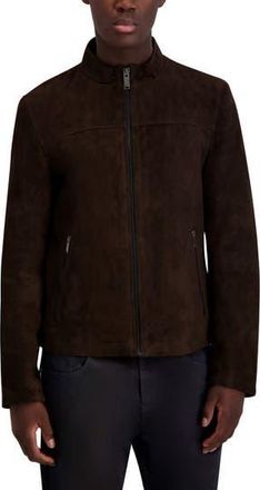 Karl Lagerfeld Suede Zip Jacket in Brown at Nordstrom Rack, Size Medium