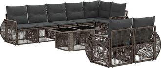 vidaXL Conjunto De Sof&aacute;s De Jard&iacute;n 9 Uds. Gris Y Gris Oscuro Vidaxl