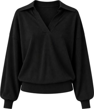 Meimeij Maglia Polo a Manica Lunga - Knitwear - Mujer - Negro - XS
