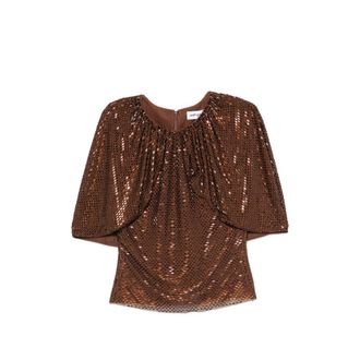 Self Portrait Sequin-embellished Gathered Top