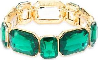 Cara Chunky Crystal Stretch Bracelet in Gold/Green at Nordstrom Rack