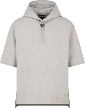 Emporio Armani Hoodies, male, Gray, S, Oversized Jersey Hooded Sweatshirt Grey