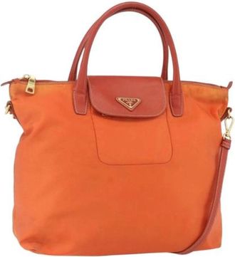 Prada Pre-owned Tote Bags, female, Orange, Size: ONE SIZE Pre-owned Nylon Tote Bag