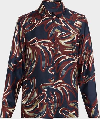Max Mara Rive Printed Silk Button-Front Shirt