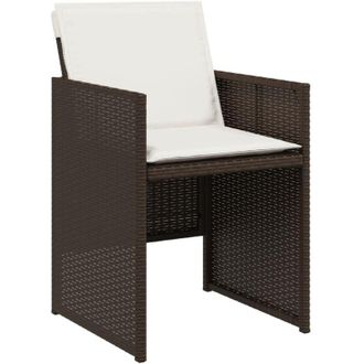 vidaXL Vidaxl - Sillas De Jard&iacute;n Con Cojines 4 Unidades Rat&aacute;n Sint&eacute;tico Marr&oacute;n