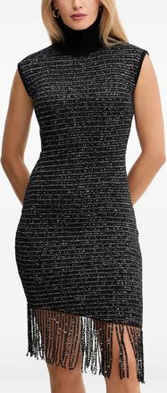 Simona Corsellini Mini-jurk verfraaid met pailletten en franje - Zwart