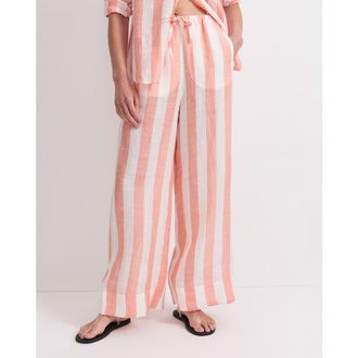 Sportscraft Magnolia Wide Leg Trousers in Orange/white at Nordstrom, Size 10