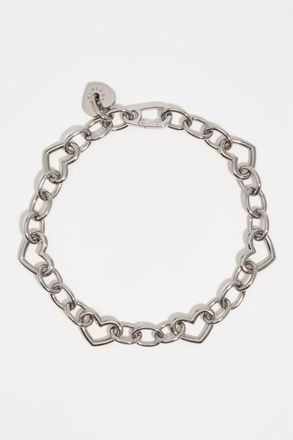 Bimba & Lola Heart Logo Metal Chain Necklace in Dark Silver at Nordstrom